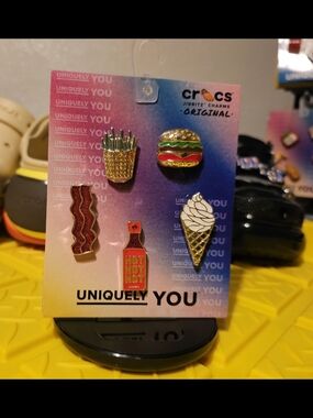 Retired Food Themed Crocs Jibbitz in Gold, Red, Green, White